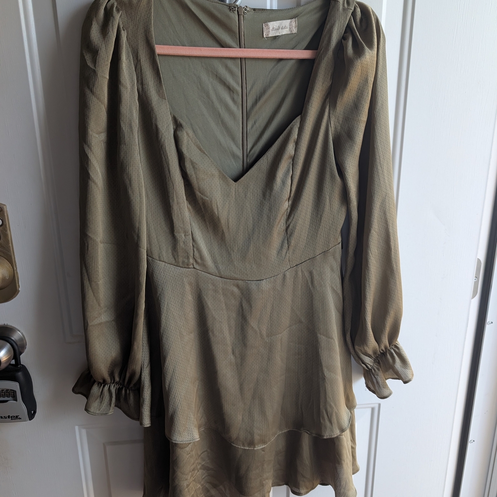 Altar'd State Olive Long Sleeve Dress